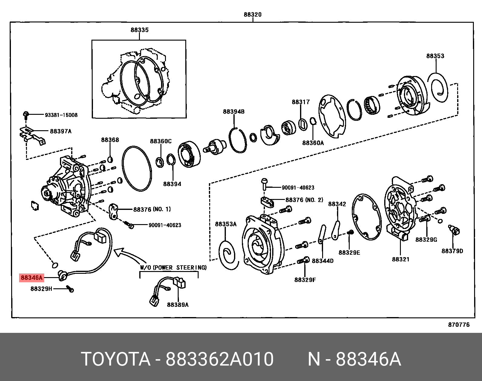 883362A010 TOYOTA SENSOR, COMPRESSOR PICK UP