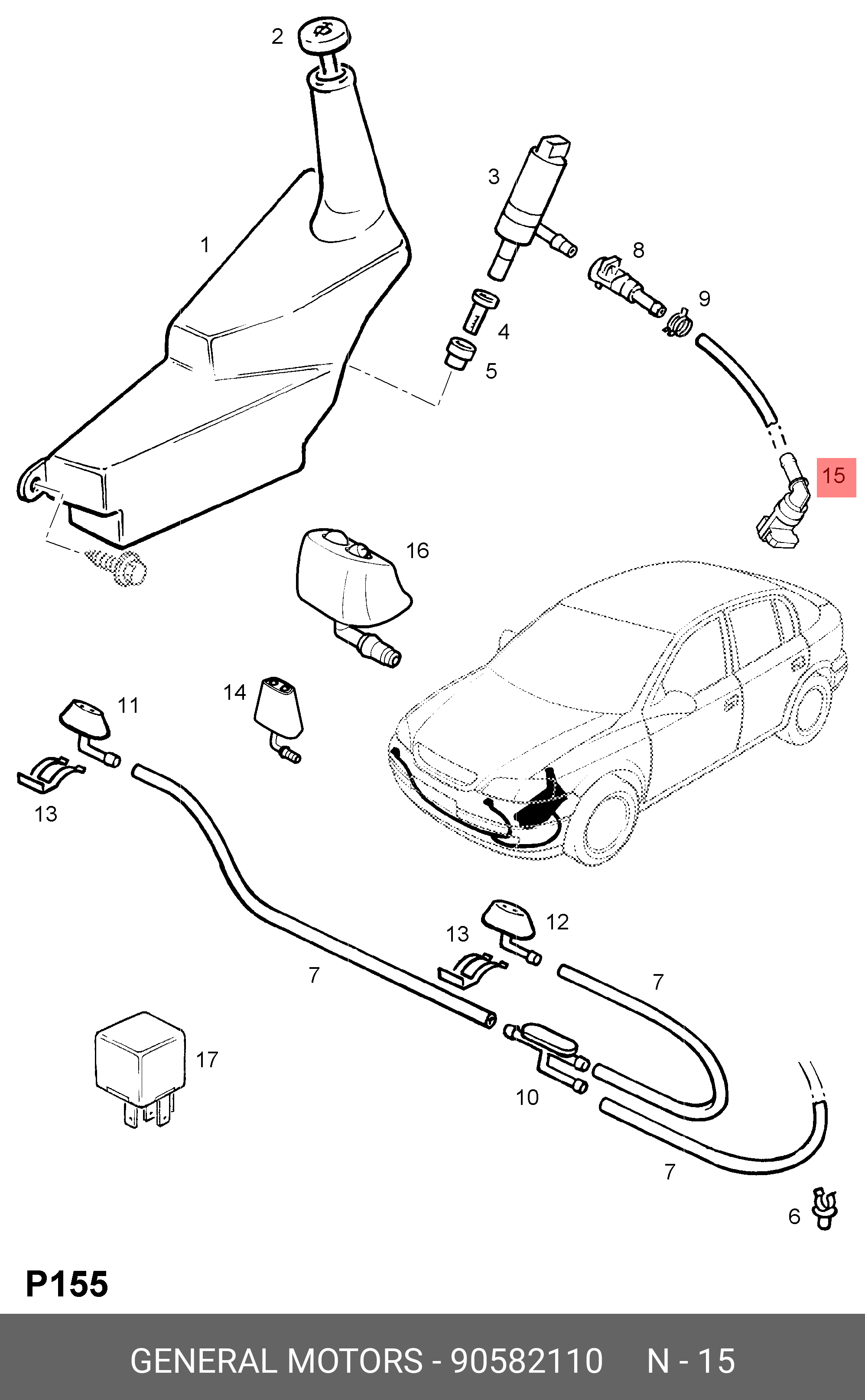 90582110 GENERAL MOTORS Фитинг фароомывателя