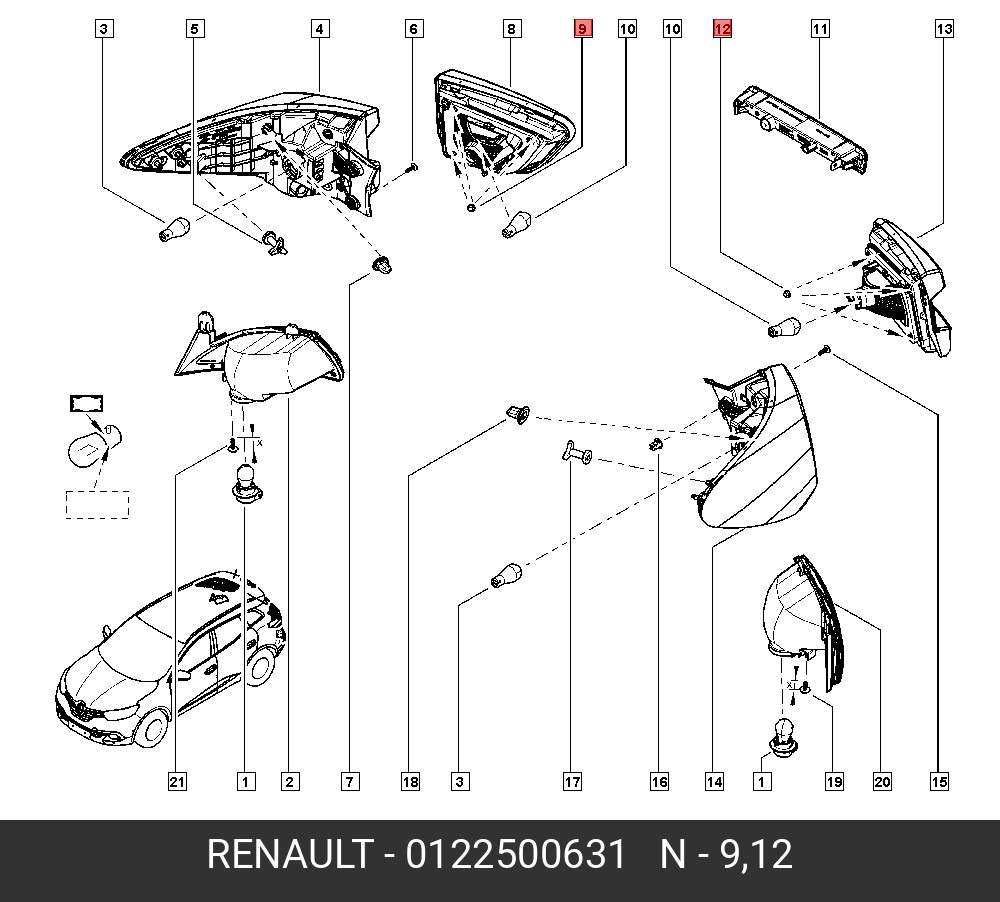 0122500631 RENAULT Гайка