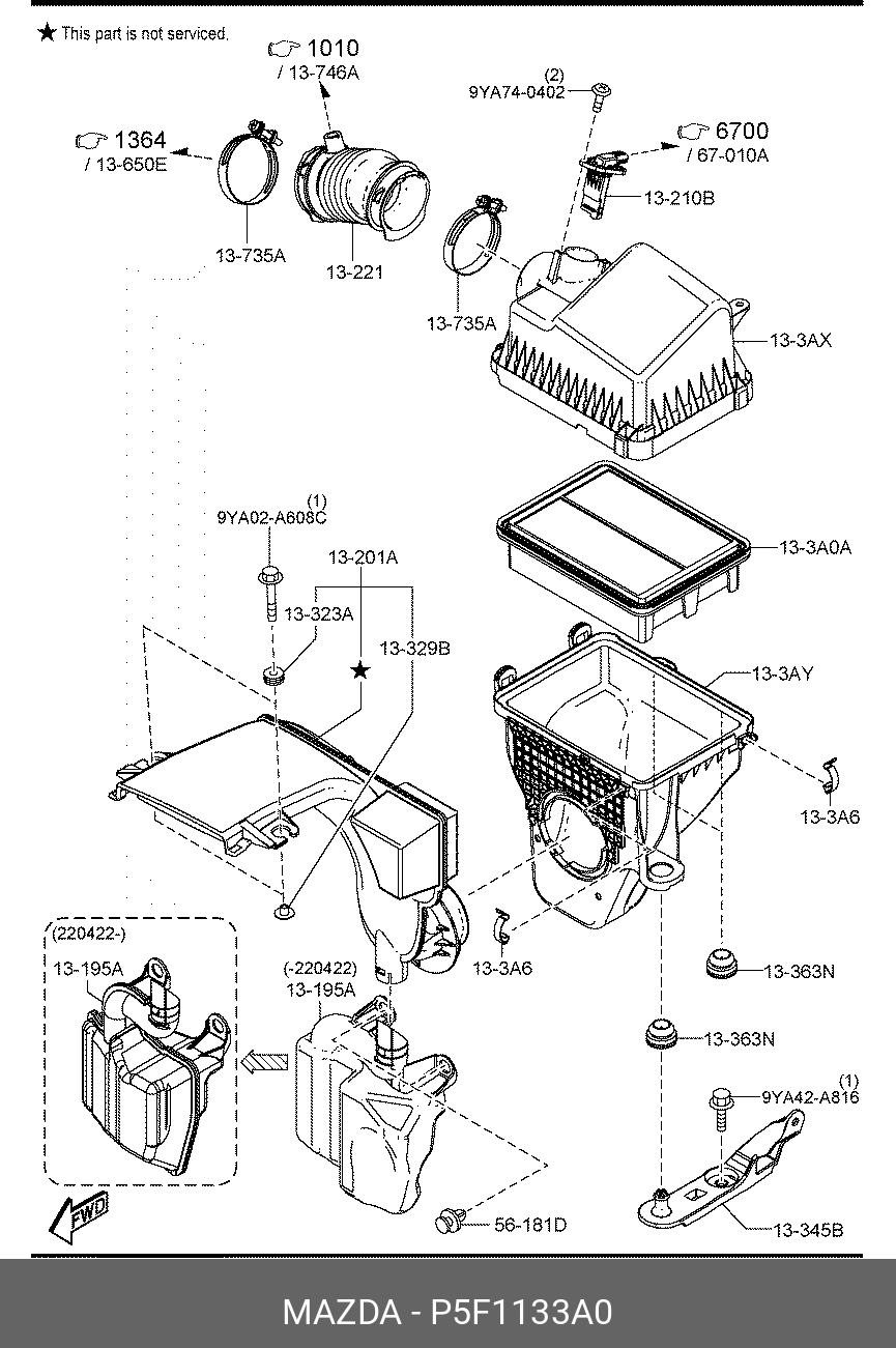 P5F1133A0 MAZDA Фильтр воздушный