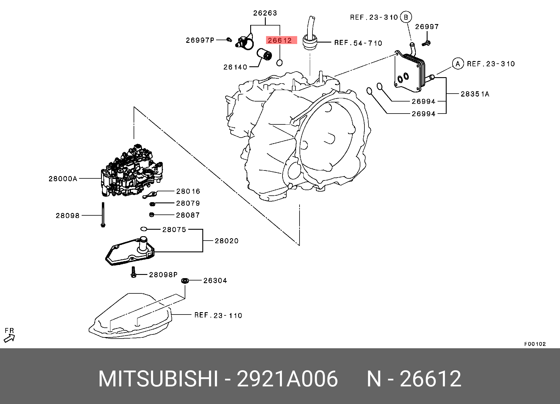 2921A006 MITSUBISHI O-RING,A/T CASE OIL FILTER