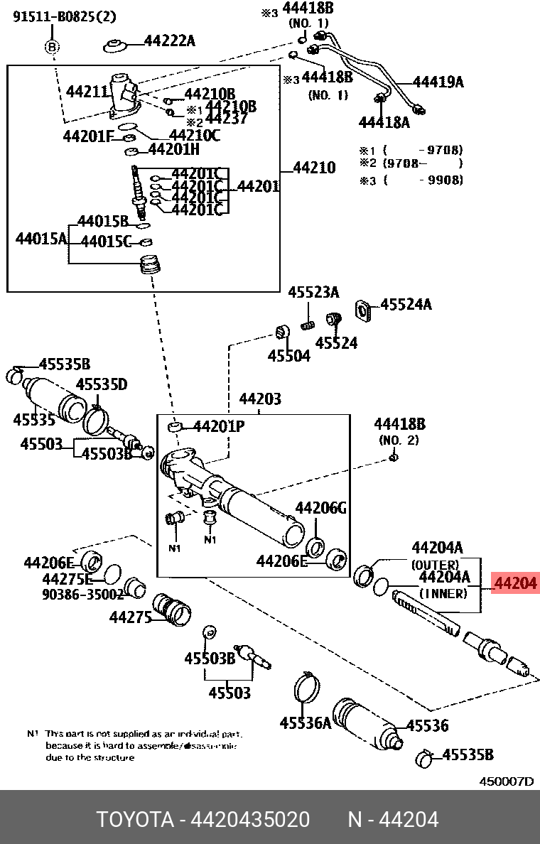 4420435020 TOYOTA РЕЙКА РУЛЕВАЯ