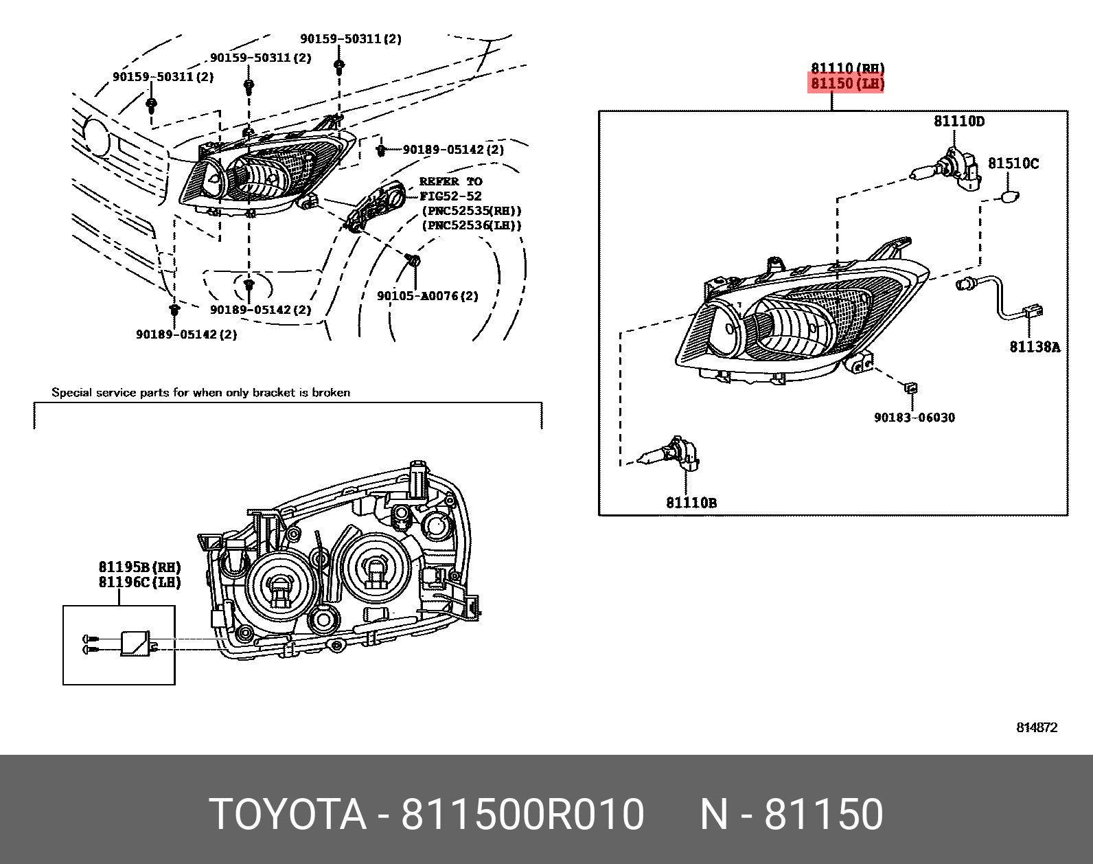811500R010 TOYOTA ФАРА