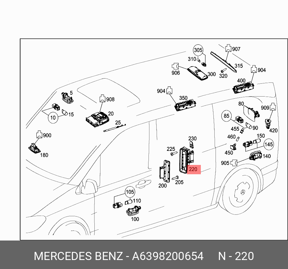 6398200654 MERCEDES-BENZ ВЫКЛЮЧАТЕЛЬ КОНЦЕВОЙ ДВЕРИ СДВИЖНОЙ купить в  интернет-магазине AvtoTO