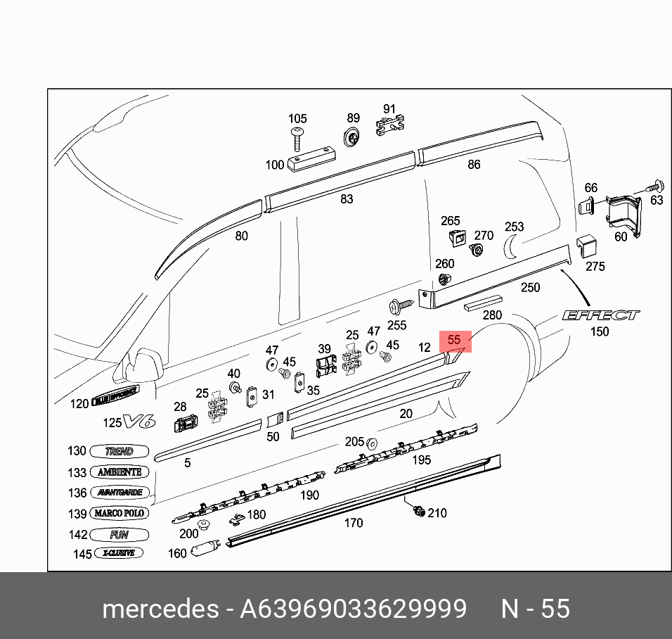 A63969033629999 MERCEDES-BENZ НАКЛАДКА КРЫЛА ЗАДНЕГО