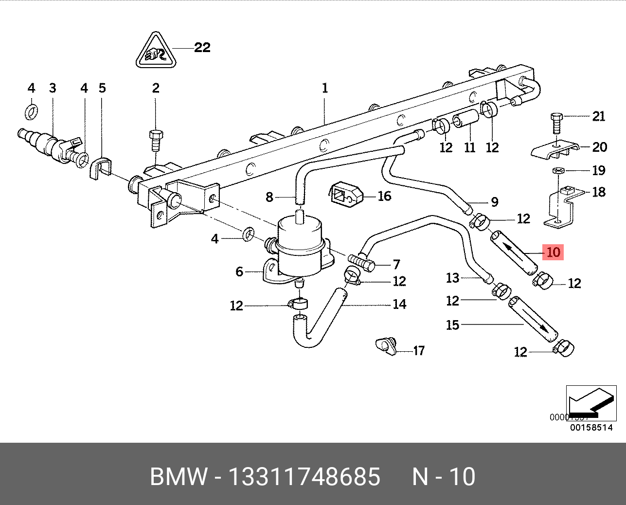 13311748685 BMW SATZ KRAFTSTOFFSCHLAUCH/SCHELLE