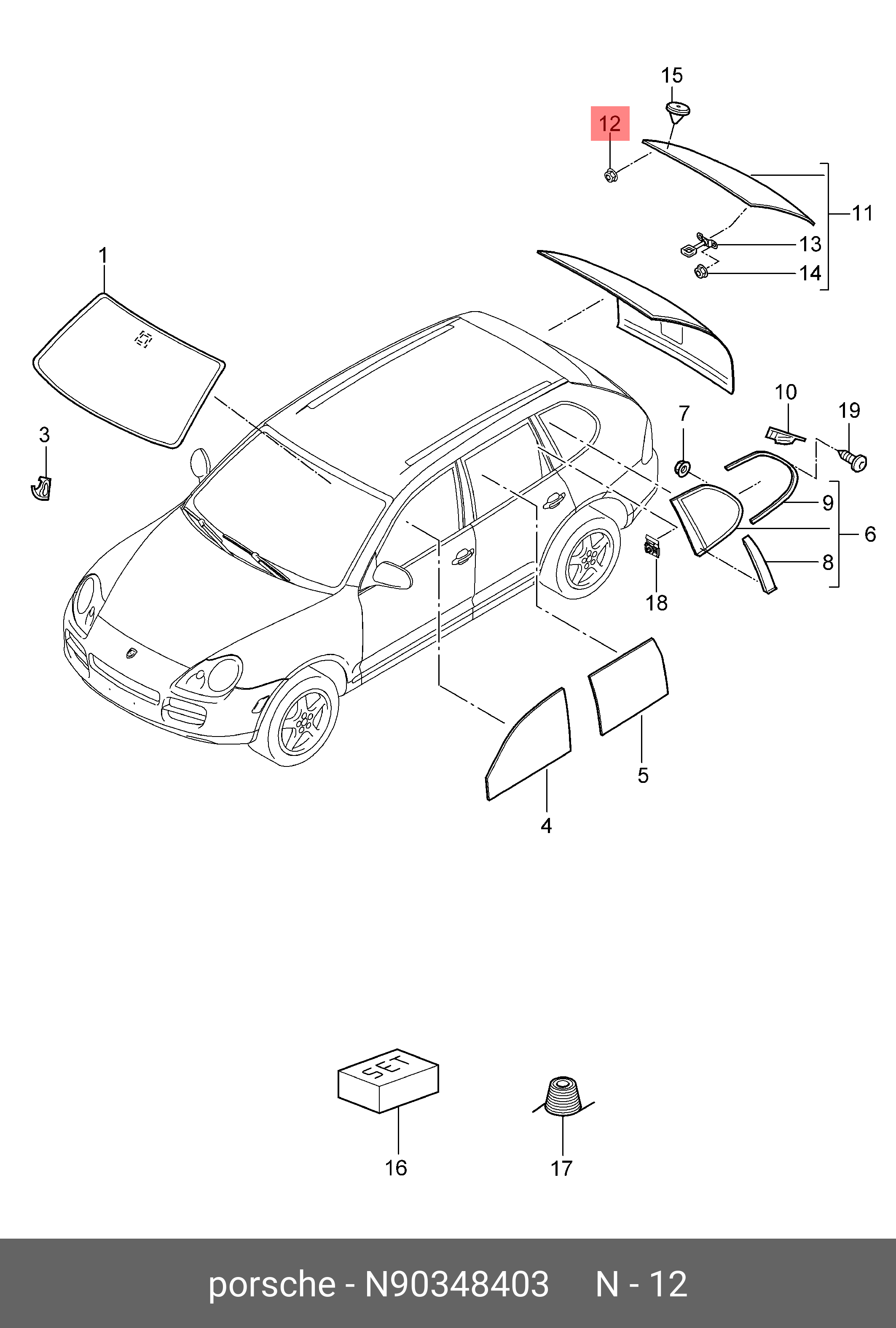 N90348403 PORSCHE Комбинированная гайка