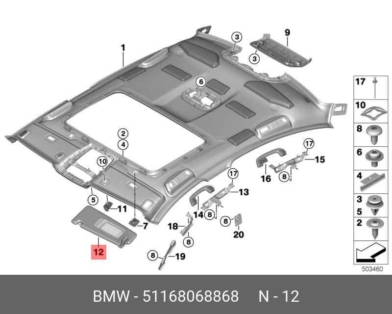 51168068868 BMW SONNENBLENDE RECHTS,SONNENBLENDE RECHTS