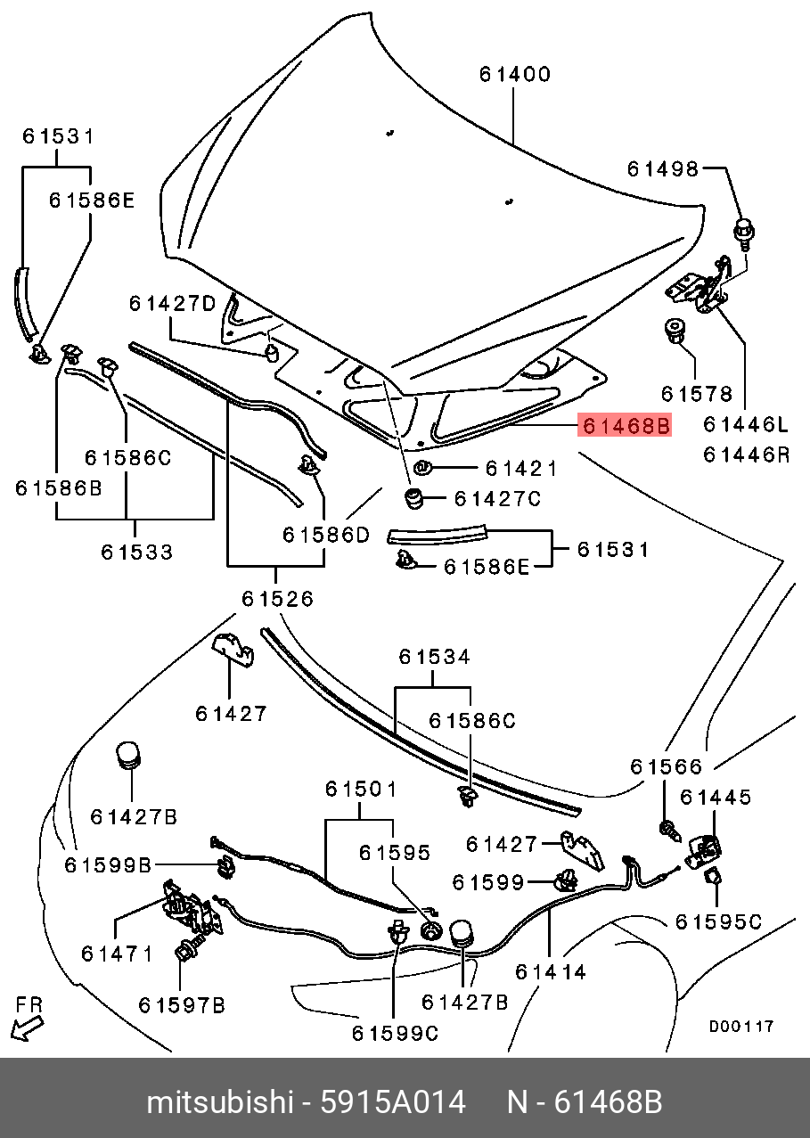 5915A014 MITSUBISHI Обшивка звукоизоляции капота