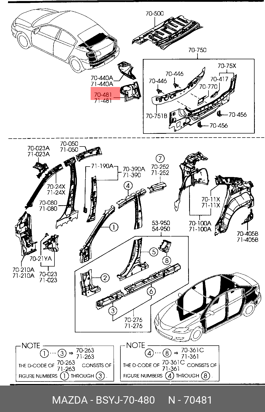 BSYJ70480 MAZDA ПАНЕЛЬ ФОНАРЯ