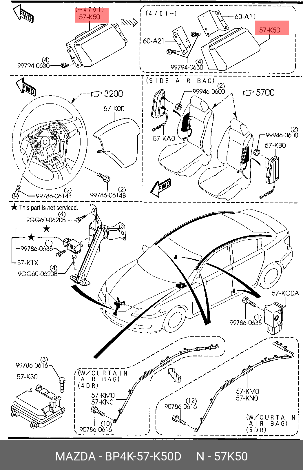 BP4K57K50D MAZDA МОДУЛЬ ПОДУШКИ БЕЗОПАСНОСТИ
