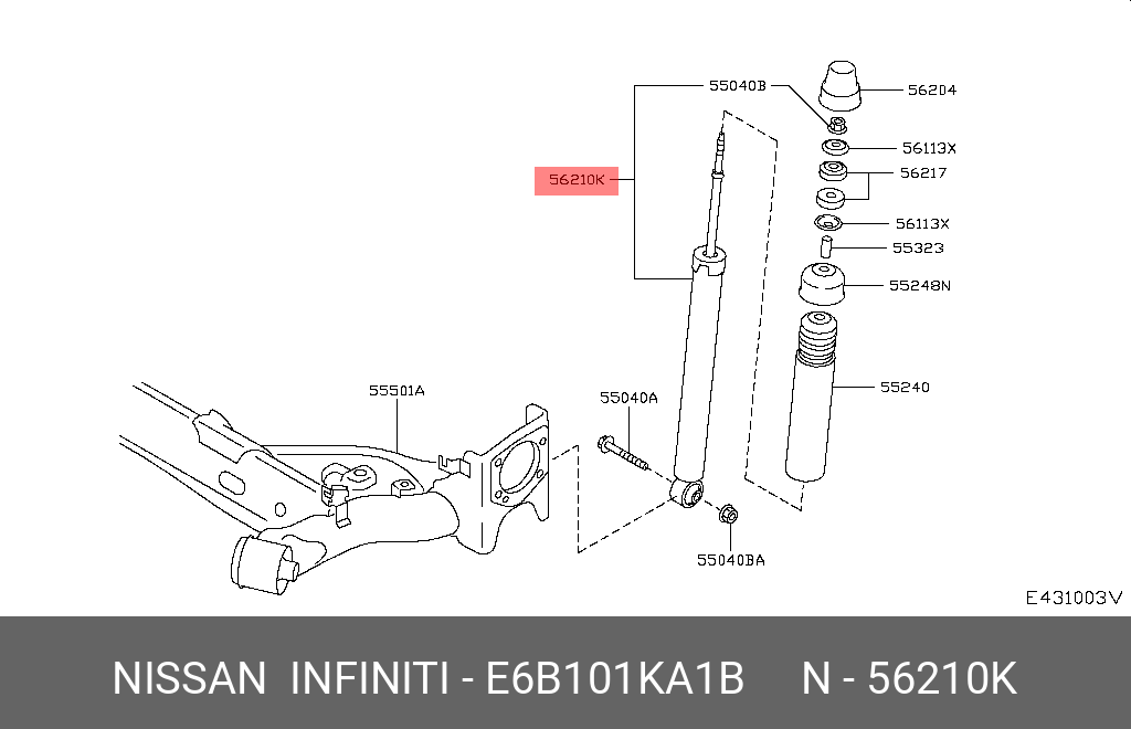 E6B101KA1B NISSAN АМОРТИЗАТОР ПОДВЕСКИ