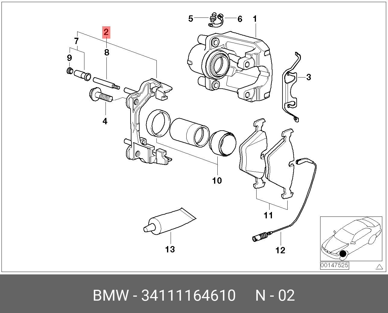 34111164610 BMW Направляющая колодок П