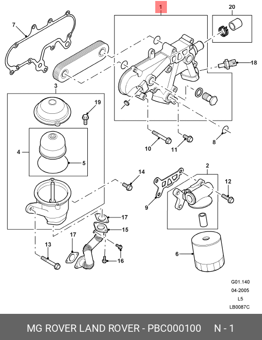 PBC000100 LAND ROVER BLOCK - WAERMETAUSCHER - OELKUEHLER,BLOCK - WAERMETAUSCHER - OELKUEHLER