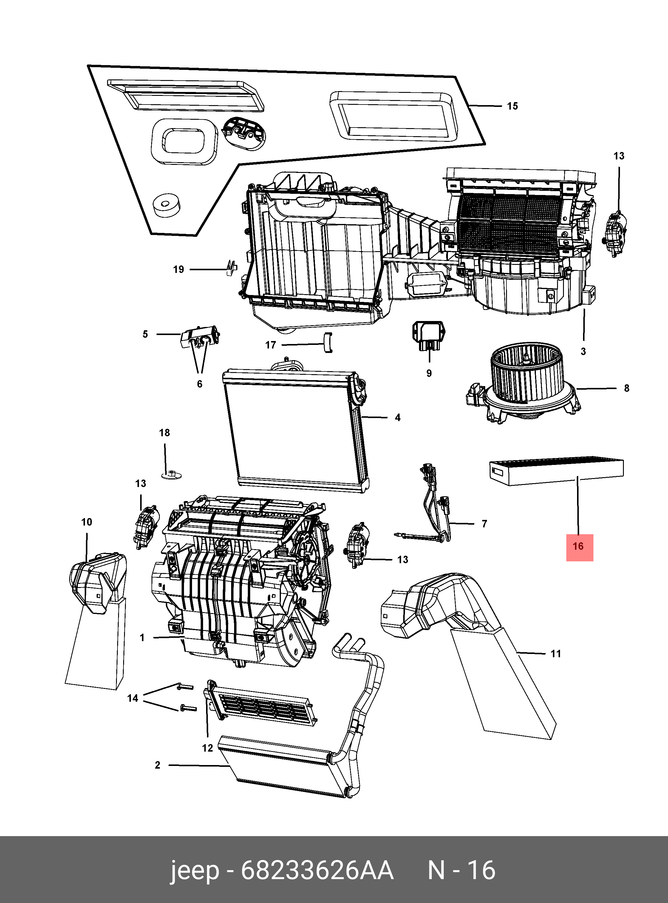 68233626AA MOPAR PARTS Фильтр салонный
