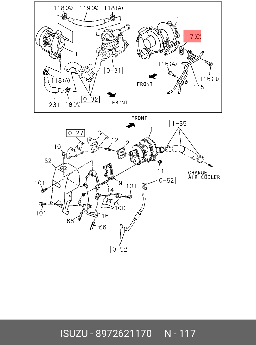 8972621170 ISUZU GASKET; WATER PIPE