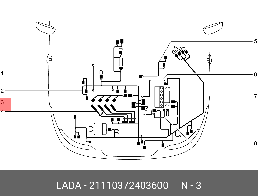 21110372403600 LADA Жгут проводов форсунок в сборе