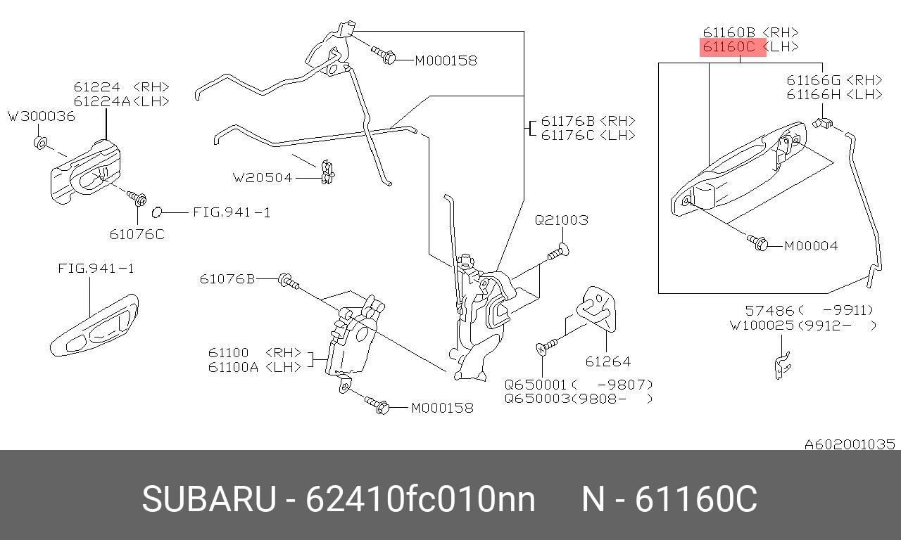 62410FC010NN SUBARU РУЧКА ДВЕРИ ПЛАСТМАССОВАЯ