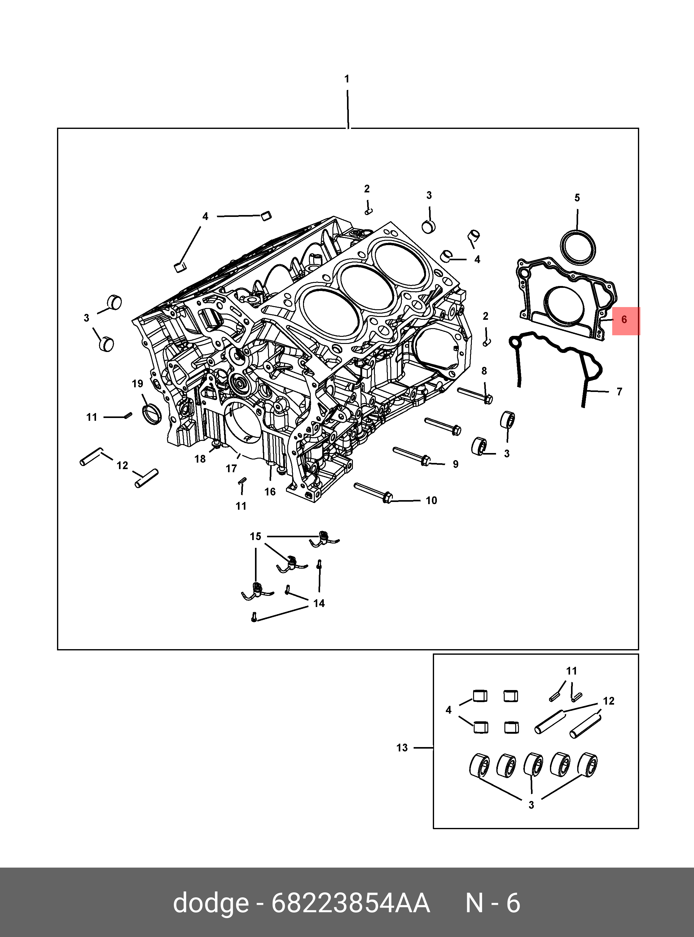 68223854AA MOPAR PARTS RETAINER AND SEAL, CRANKSHAFT REAR OIL