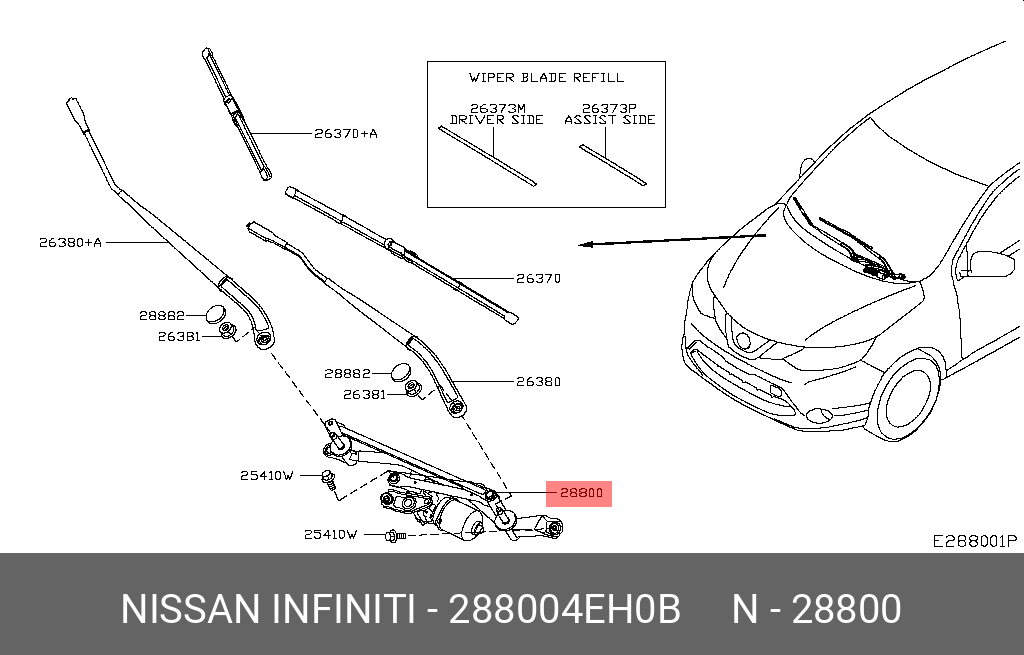 288004EH0B NISSAN DRIVE ASSY-WINDSHIELD WIPER