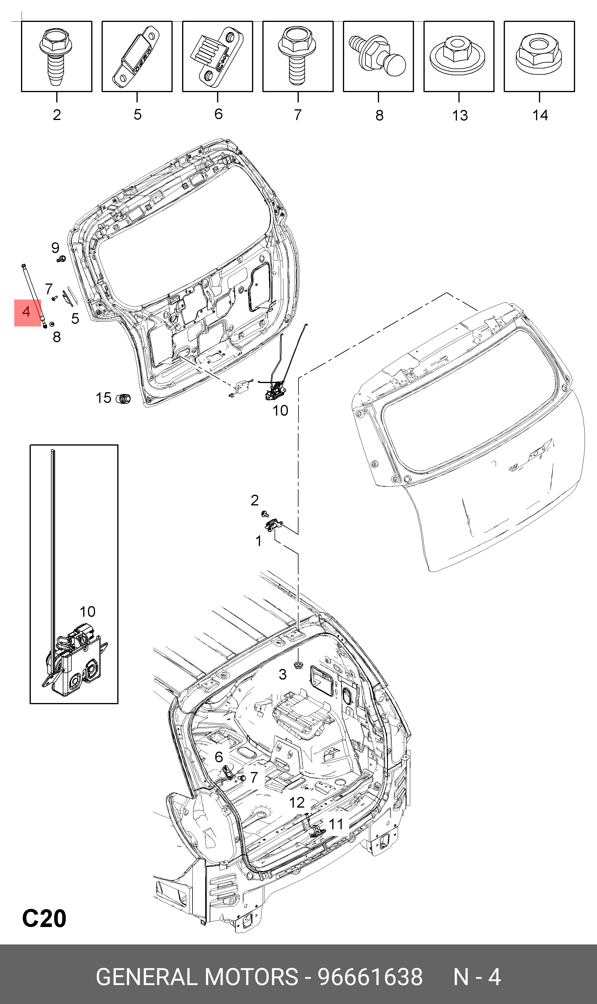 96661638 GENERAL MOTORS Стойка задней откидной двери