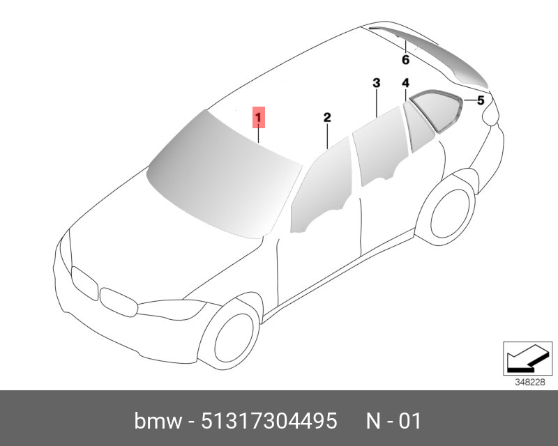 51317304495 BMW Лоб.стекло зеленое датч.дожд/осв./запот