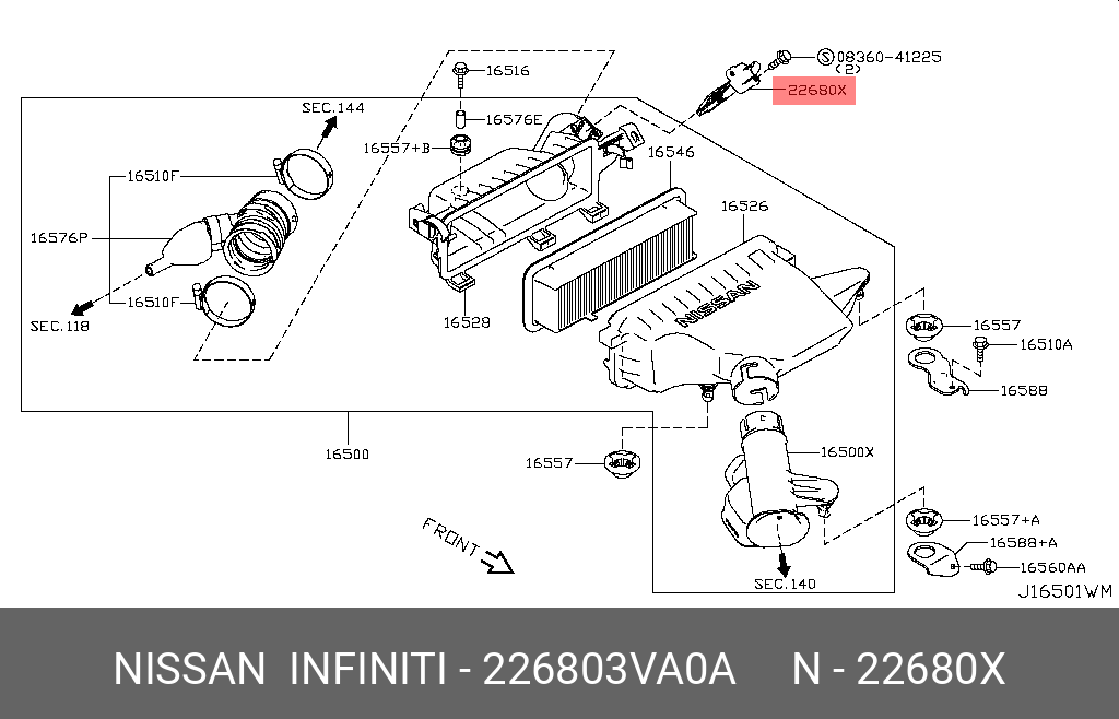 226803VA0A NISSAN ДАТЧИК РАСХОДА ВОЗДУХА