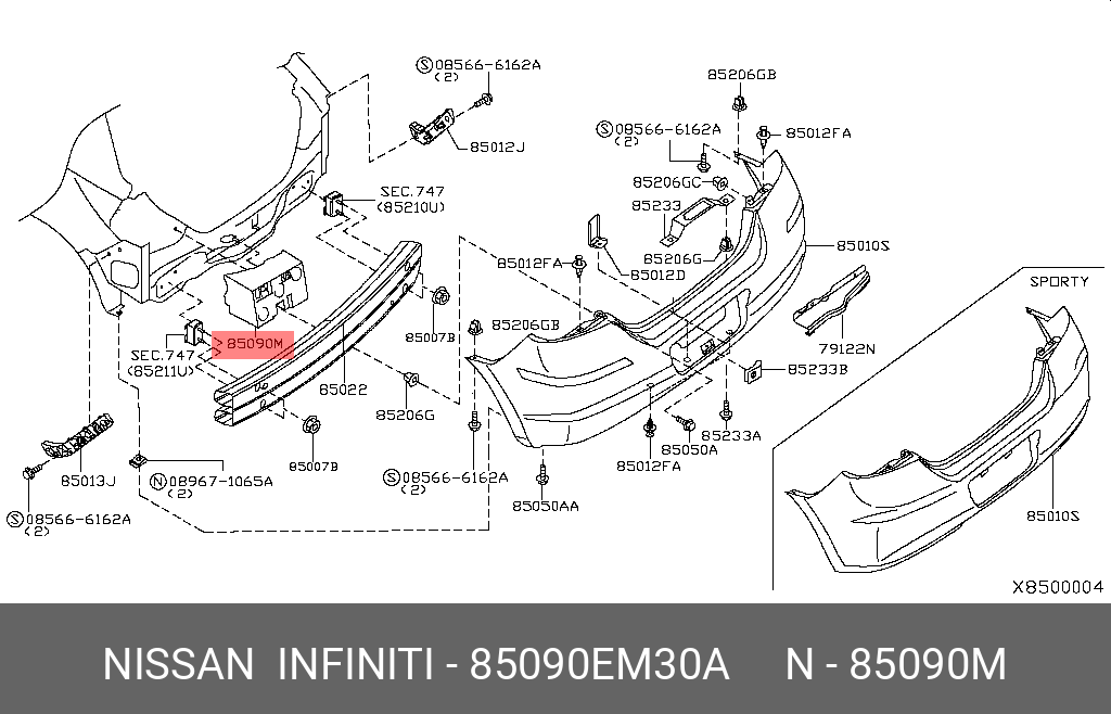 85090EM30A NISSAN ЭНЕРГОПОГЛАТИТЕЛЬ БА