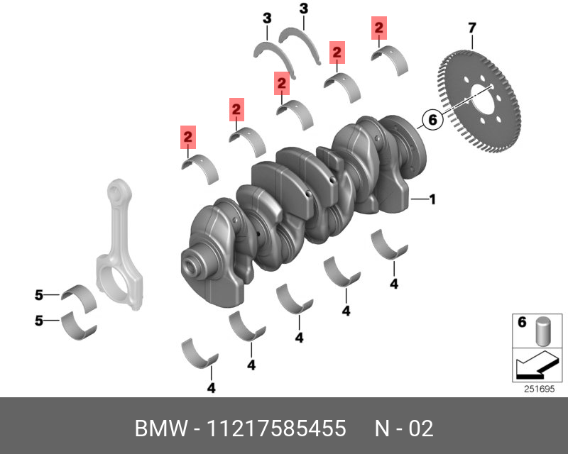 11217585455 BMW Вкладыш подшипника, оранж.,LAGERSCHALE ORANGE