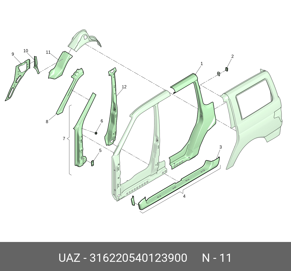 316220540123900 UAZ НАДСТАВКА АРКИ ЗАДНЕГО КОЛЕСА