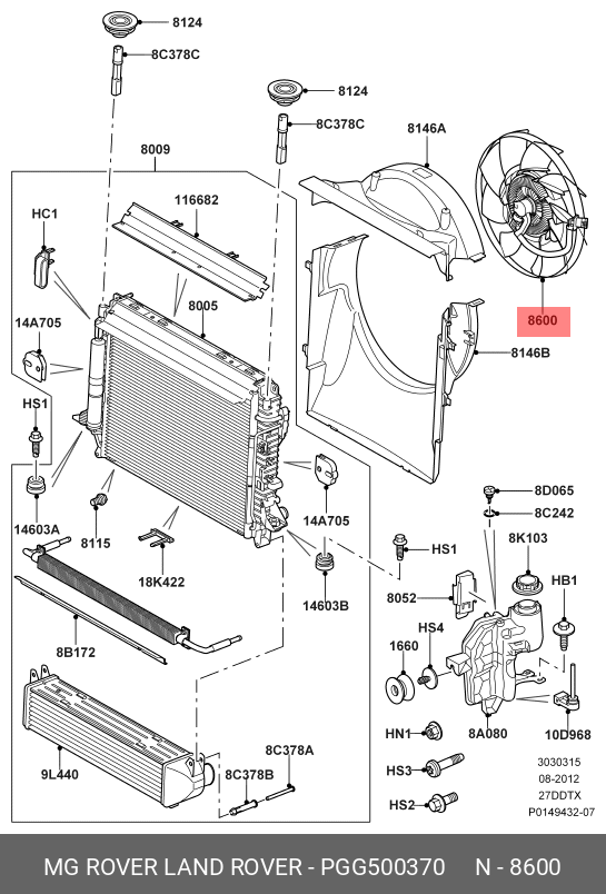 PGG500370 LAND ROVER LUEFTER,LUEFTER,Fan, radiator