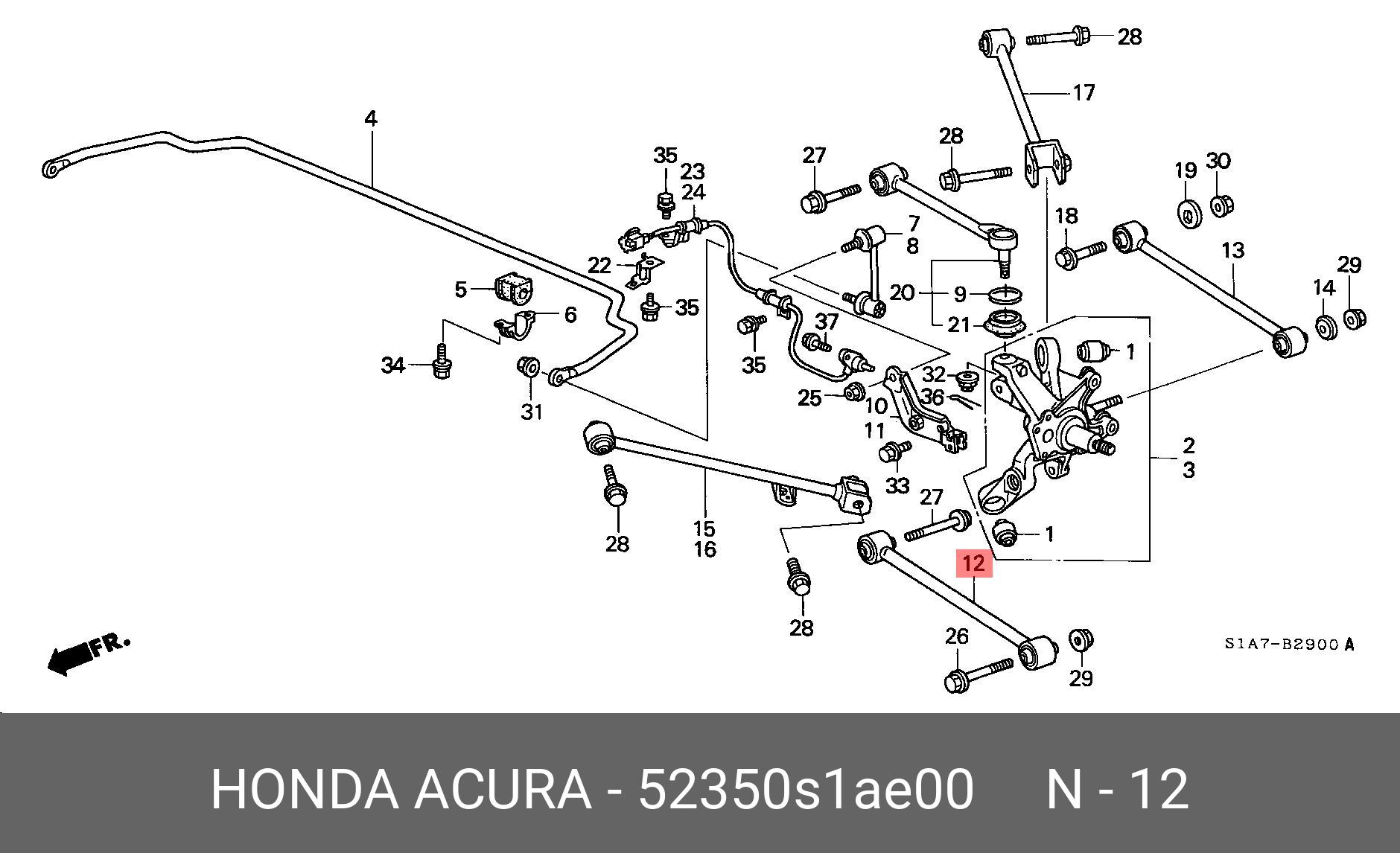 52350S1AE00 HONDA рычаг зад.подв.поперечн.нижн.перед. Honda Accord CG7-CG9/CH1/CH2/CH6/CL3 98>