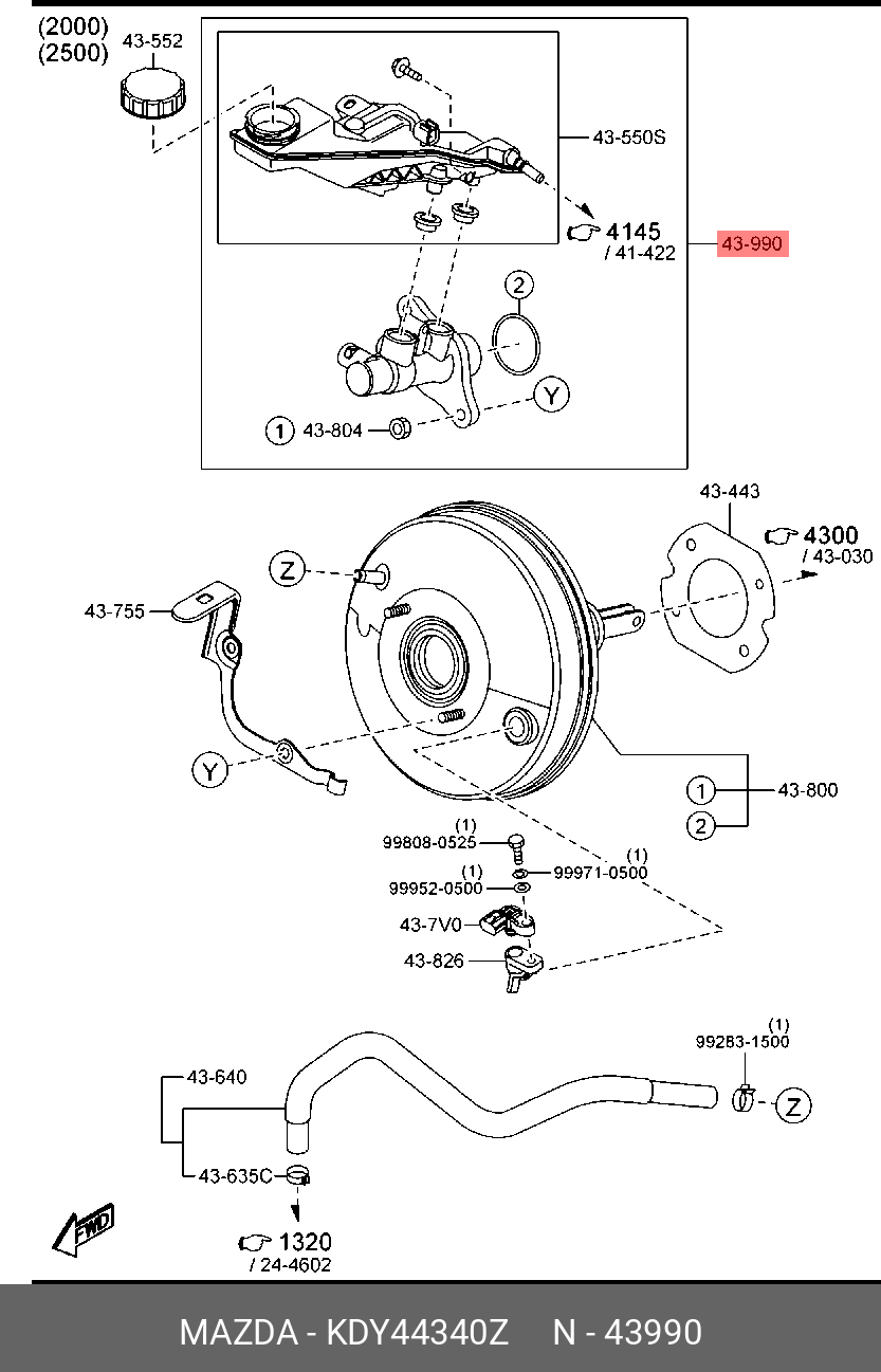 KDY44340Z MAZDA Цилиндр тормозной главный