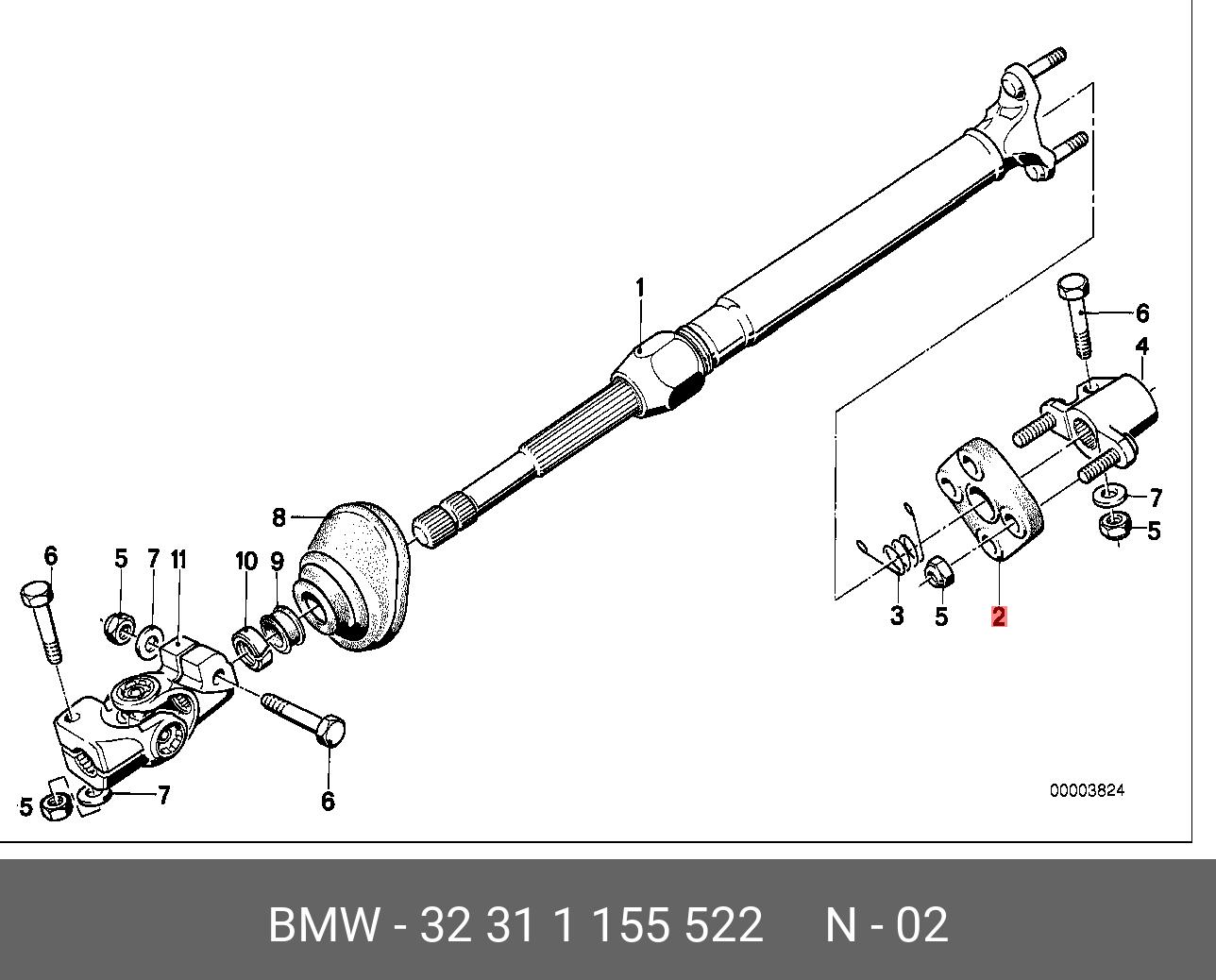 32311155522 BMW Шарнир, продольный вал