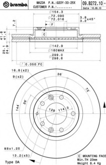 09B27210 BREMBO Тормозной диск