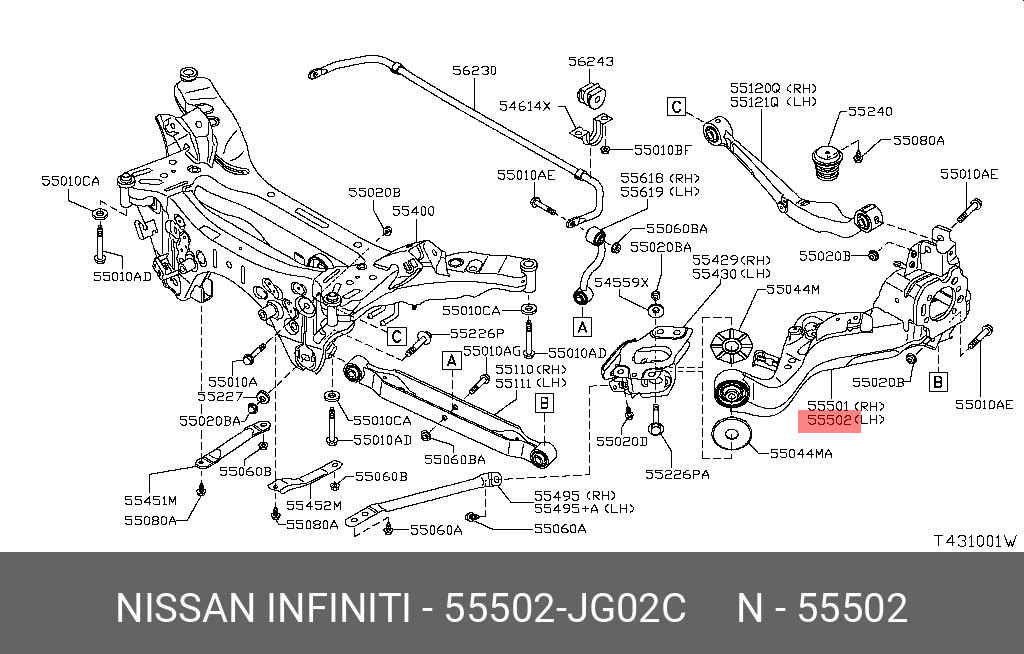 55502JG02C NISSAN РЫЧАГ ПОДВЕСКИ ПОПЕР