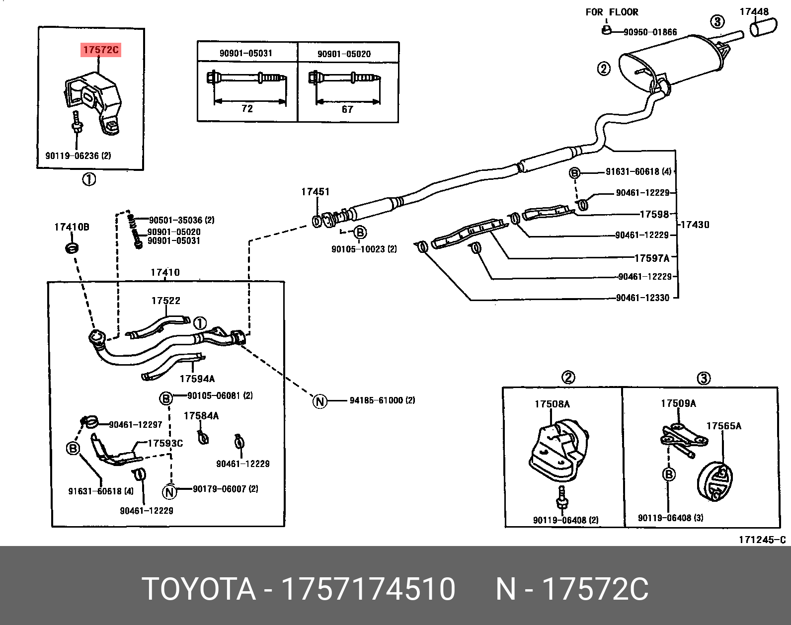 1757174510 TOYOTA КРОНШТЕЙН ГЛУШИТЕЛЯ