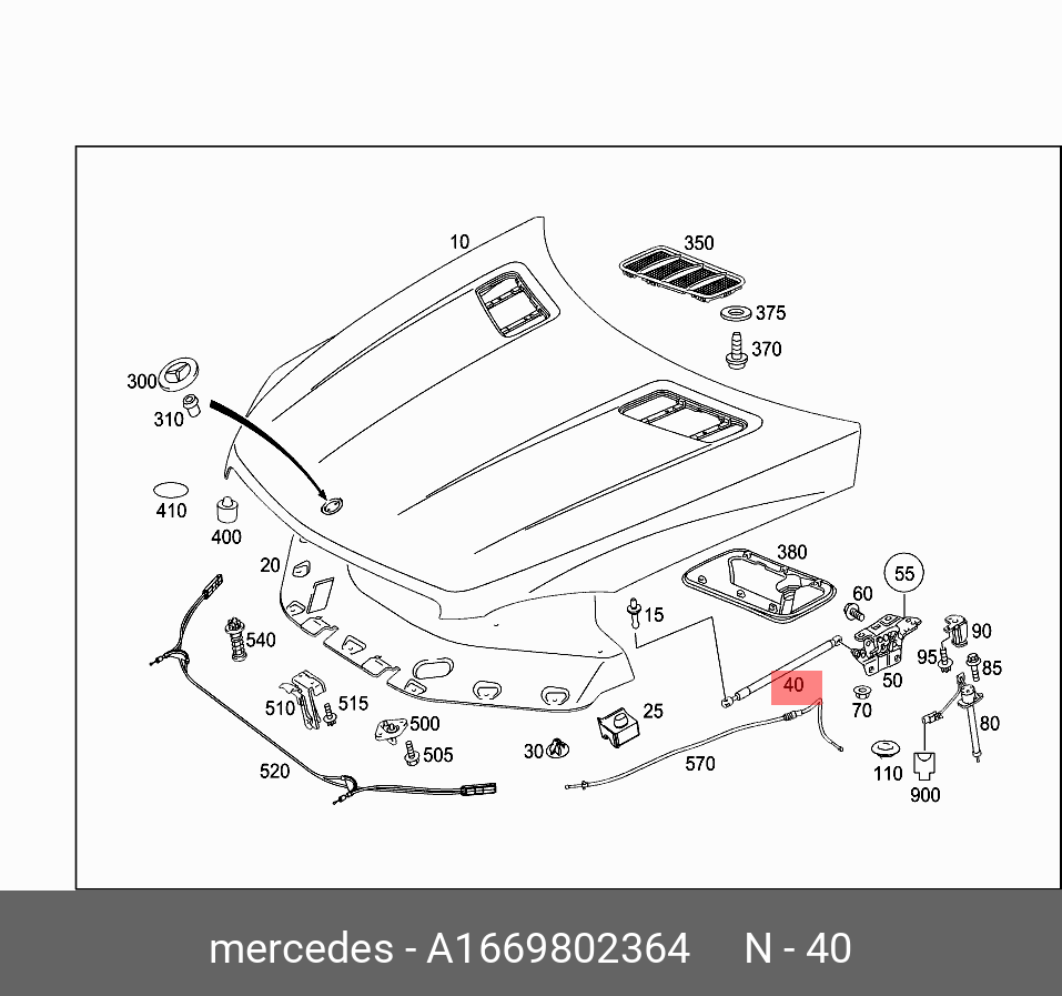 A1669802364 MERCEDES-BENZ АМОРТИЗАТОР КРЫШКИ КАПОТА