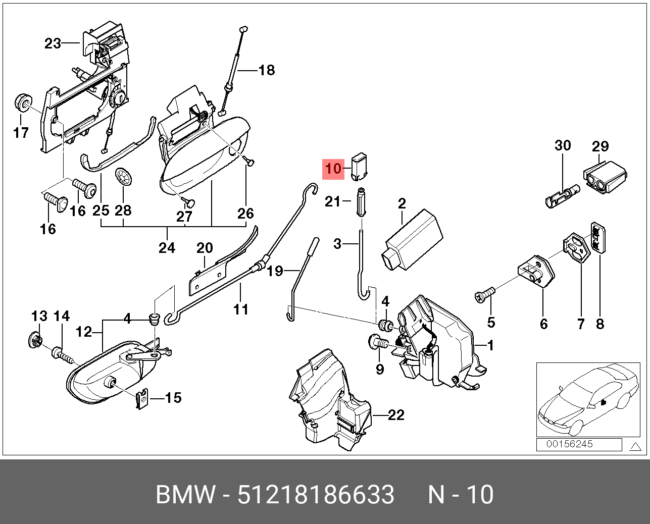 51217497223 BMW SCHLIESSZYLINDER NACH CODE LINKS купить в интернет-магазине Avto