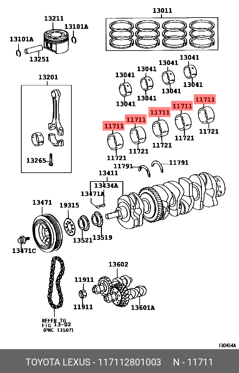 117112801003 TOYOTA Вкладыши коренные коленвала