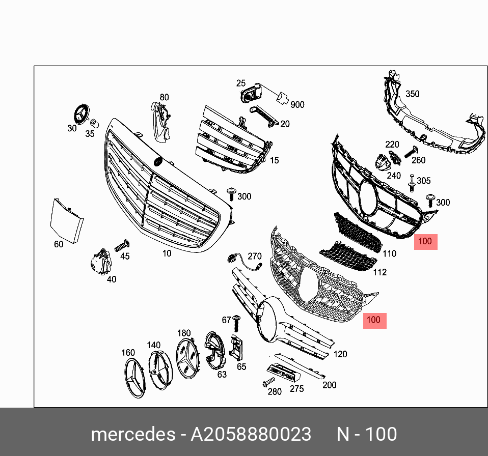 2058880023 MERCEDES-BENZ РЕШЕТКА ЗАЩИТНАЯ РАДИАТОРА
