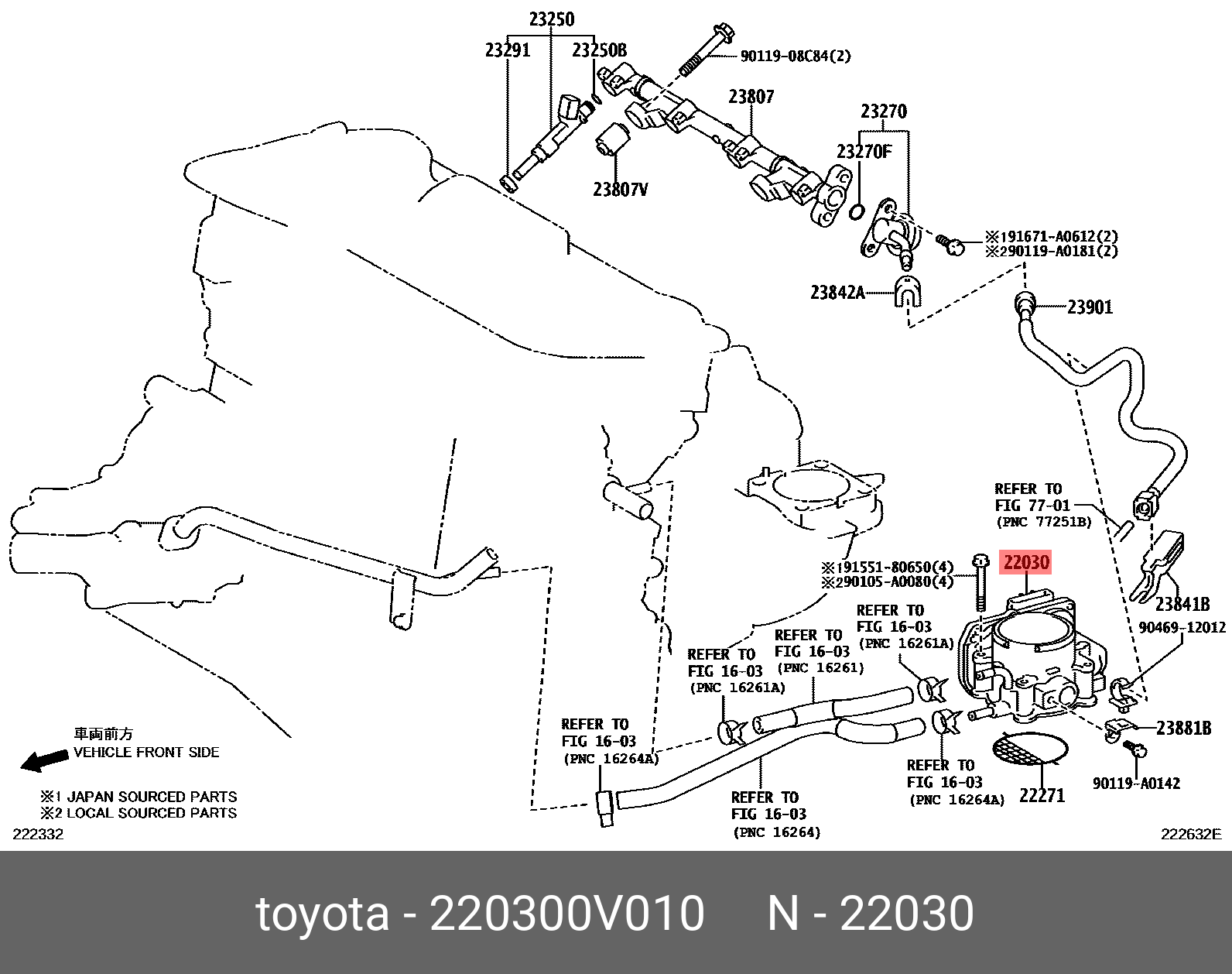 220300V010 TOYOTA Заслонка дроссельная