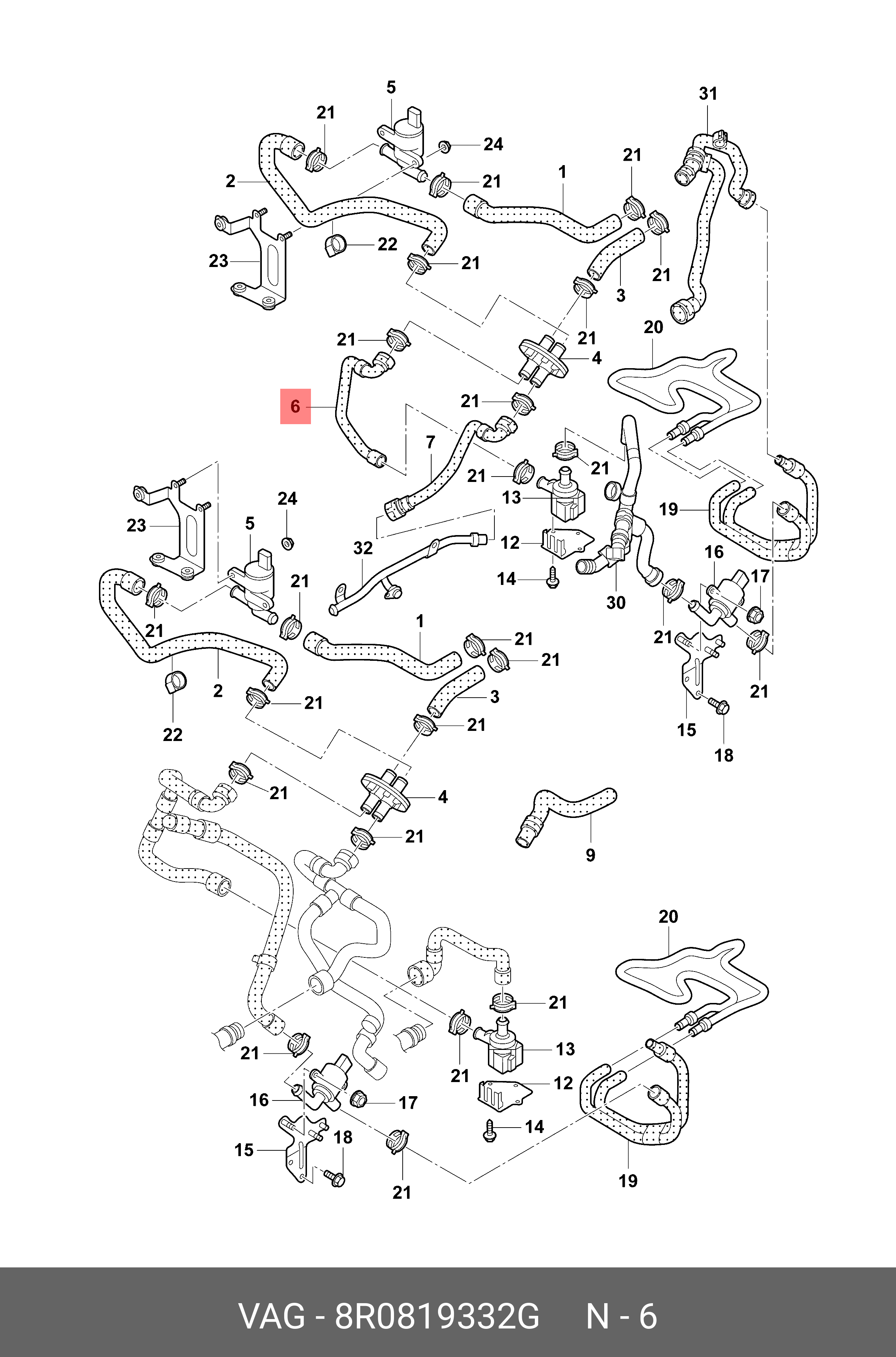 8R0819332G PORSCHE Шланг отопителя