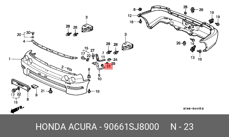 90661SJ8000 HONDA КЛИПСА ЗАКЛАДНАЯ