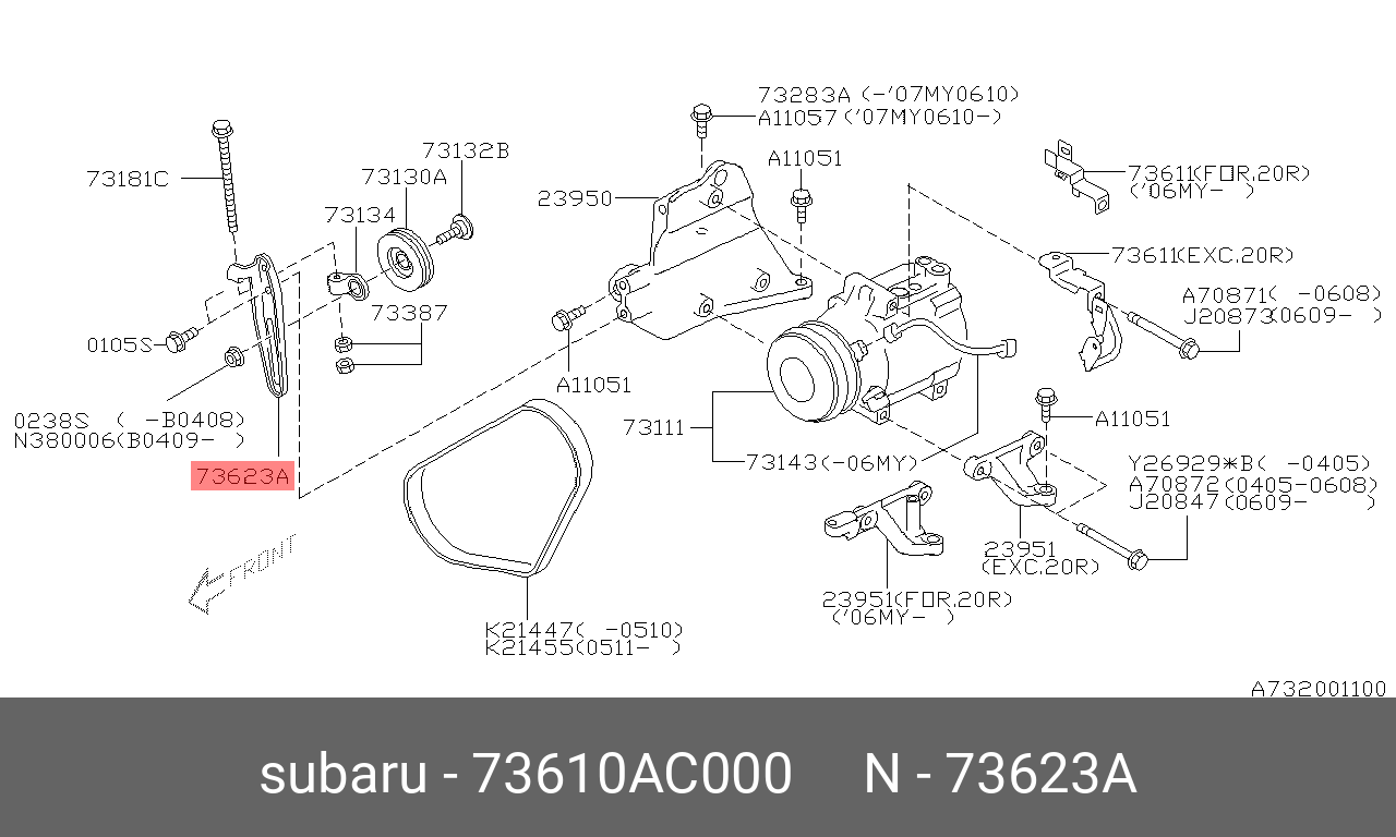 73610AC000 SUBARU КРОНШТЕЙН КУЗОВНОЙ