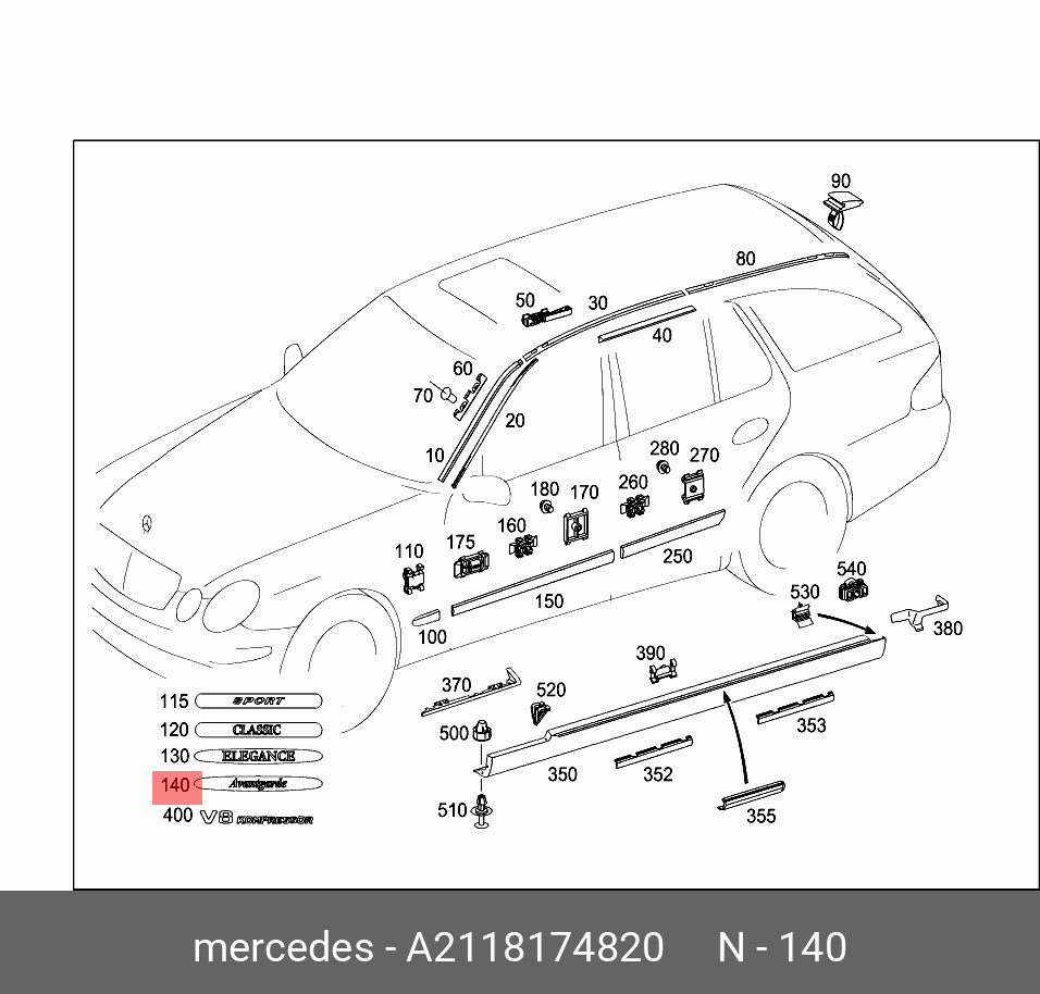 A2118174820 MERCEDES-BENZ ТАБЛИЧКА С УКАЗАНИЕМ ТИПА АВТО купить в  интернет-магазине AvtoTO