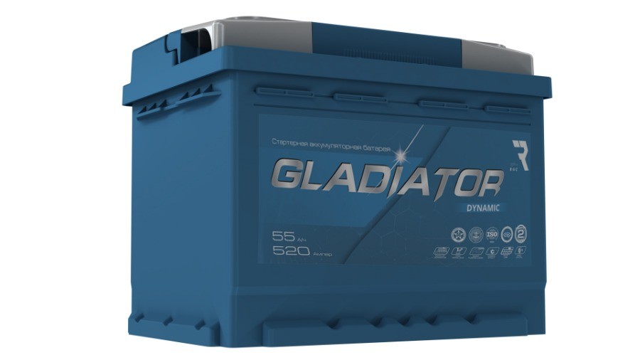 GDY5500 GLADIATOR Батарея аккумуляторная GLADIATOR  Dynamic 6СТ-55L(0)-L2AС-AШ-0 55а/ч 520А обратная поляр.