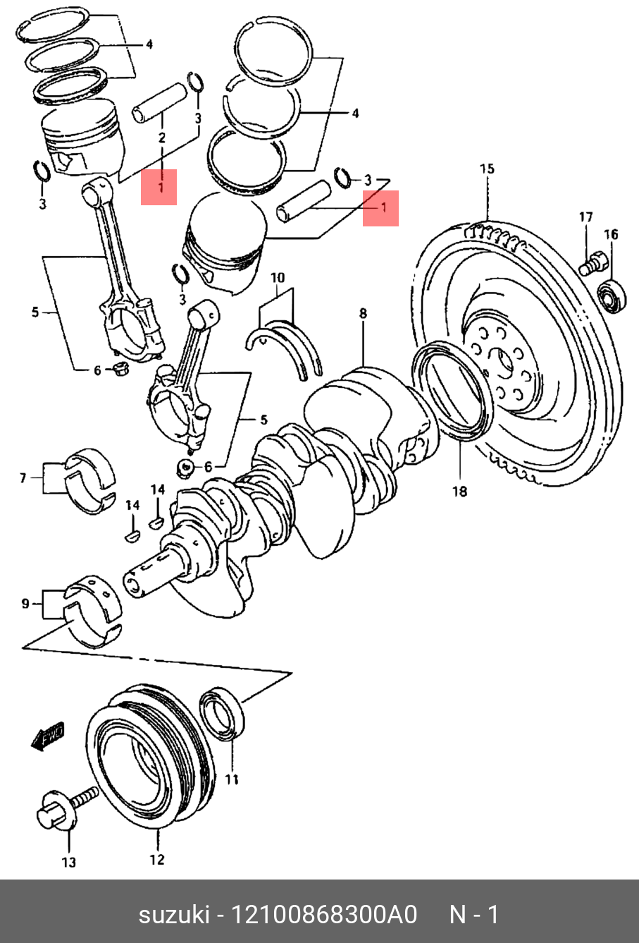 12100868300A0 SUZUKI PISTON SET (STD,MARK 1)