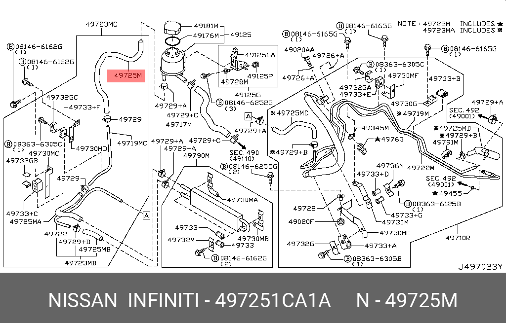 497251CA1A NISSAN Шланг ГУР (Бачок)