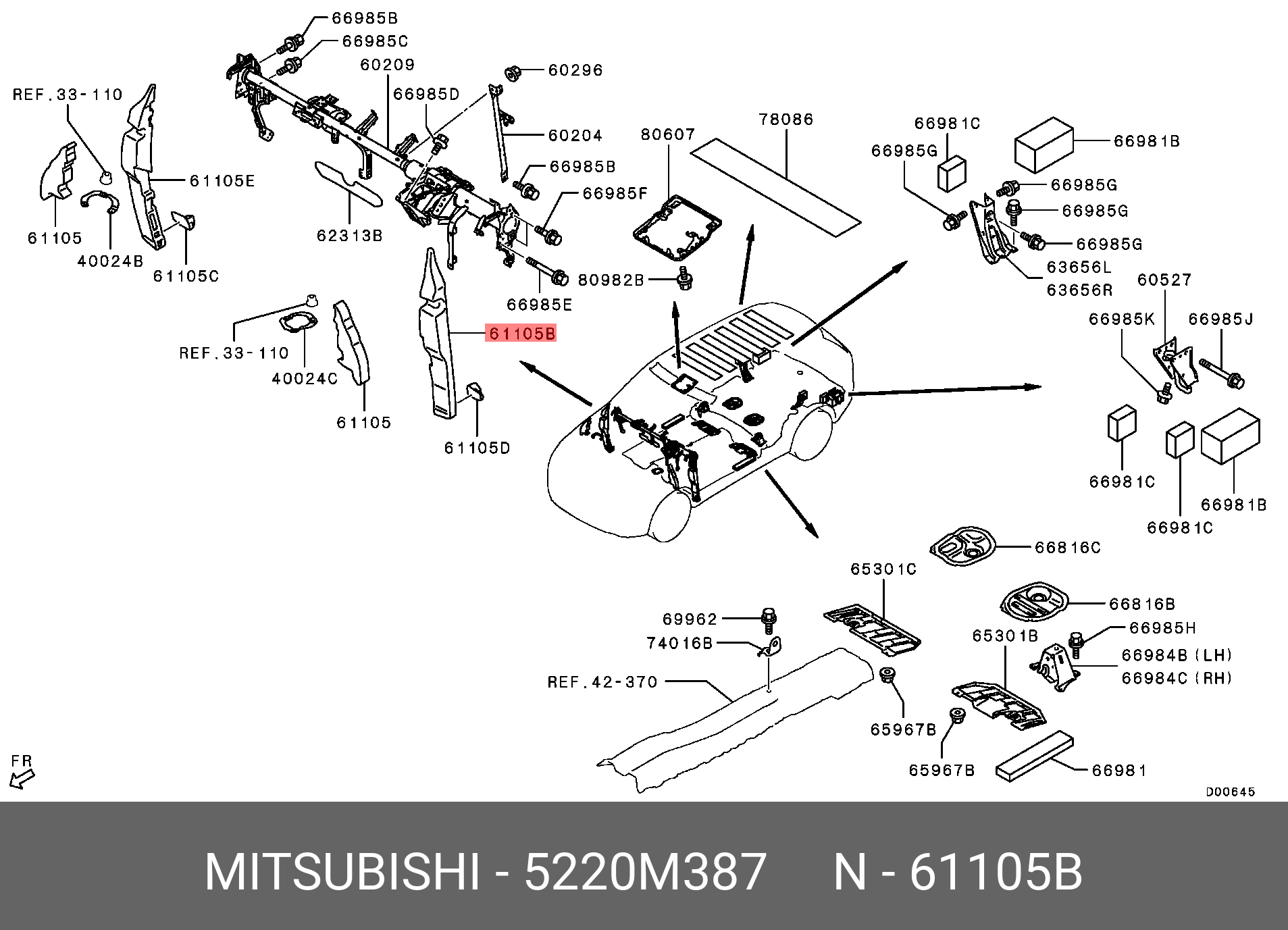 5220M387 MITSUBISHI НАКЛАДКА ПЕРЕДНЕГО КРЫЛА